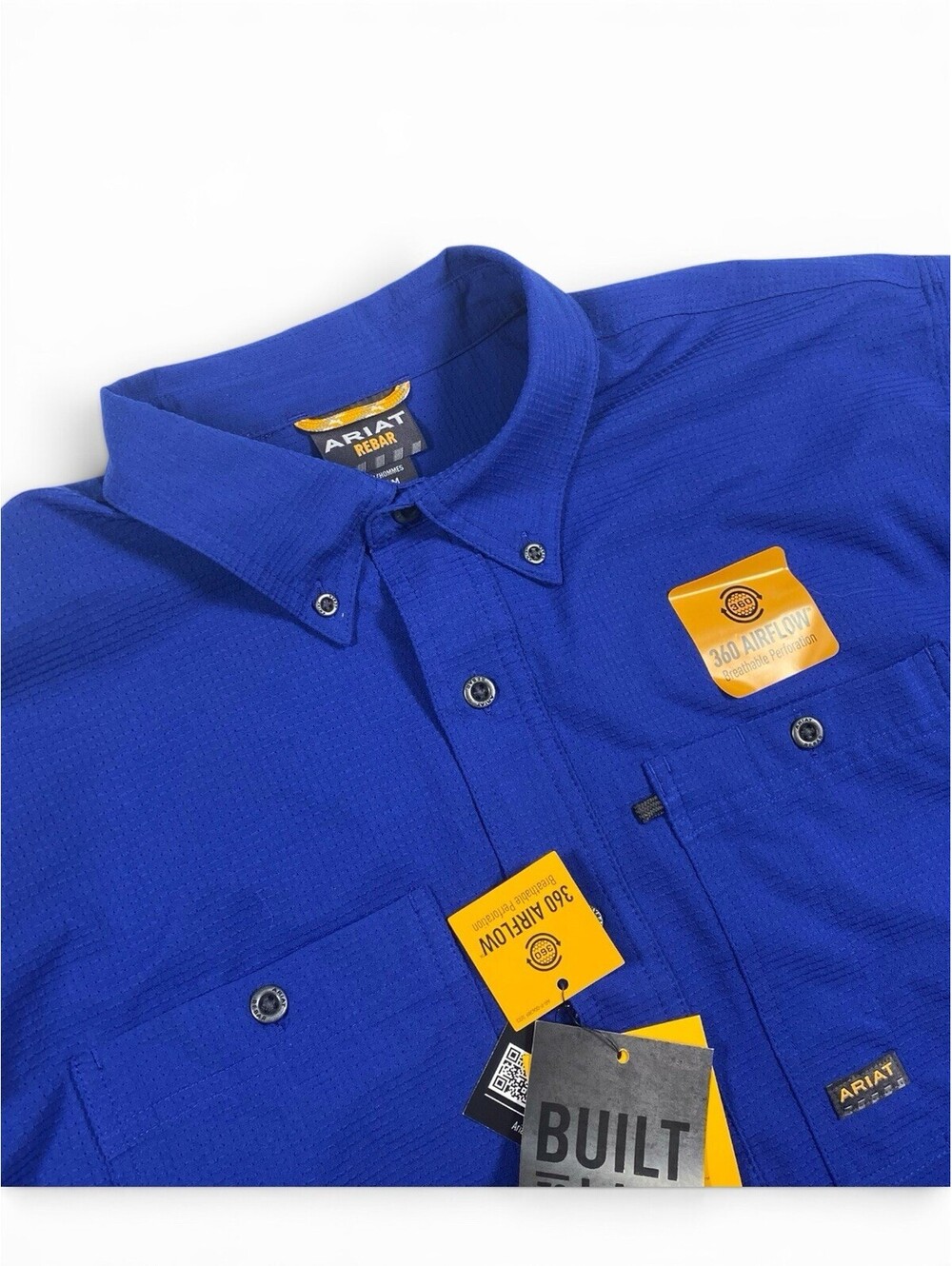 Ariat Men's Rebar Made Tough 360 Airflow Short Sleeve Blue Work Shirt, SZ M, NWT